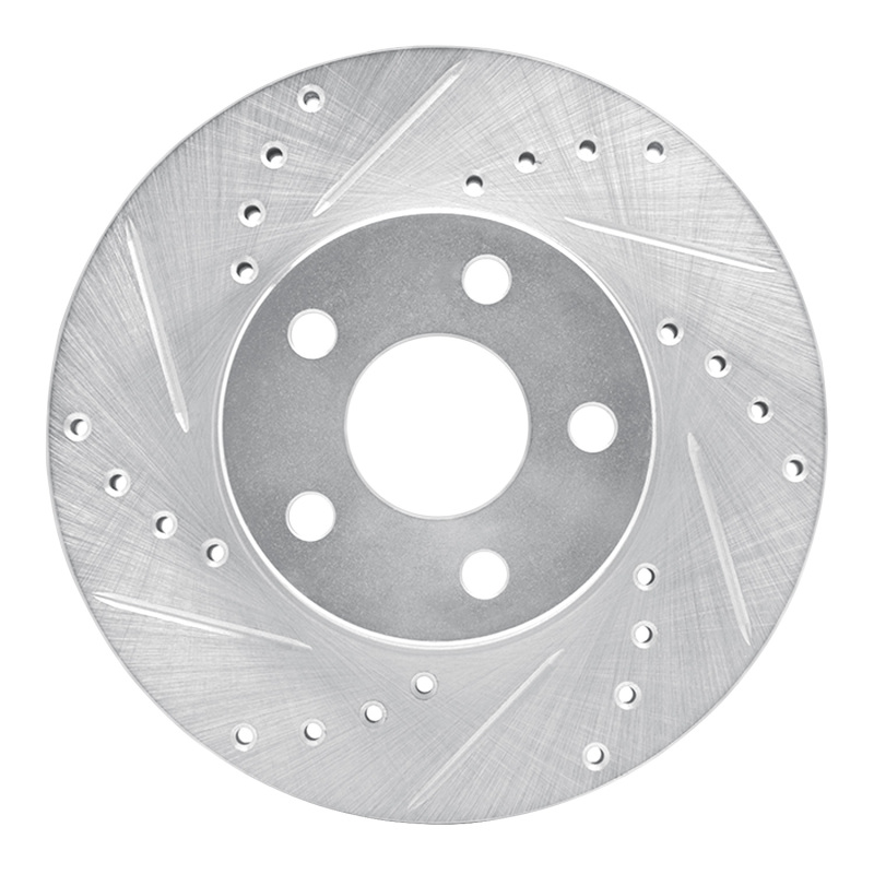Buick Skylark Brake Rotor (1) - Front Left - R1 Concepts - Drilled & Slotted - Silver - `90-`05